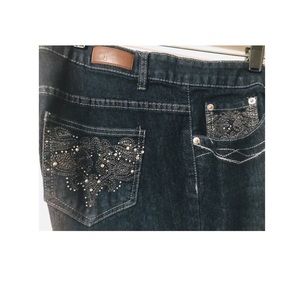 Boot Cut, embroidered , blue jeans, size 14W